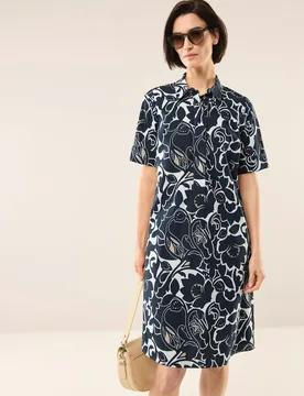 Hemdblusenkleid aus Baumwolle, Regular Fit#normale Größen, Farbe Schwarz, 52, luftig leicht atmungsaktive Baumwolle Damen - Walbusch - FashionsVida