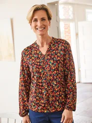 Langarm-Shirt Millefleurs - Terra geblümt - female - Size: 42