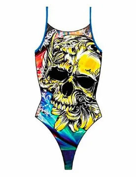 Hibiscus Pro Racer Thin Strap Swimsuit Royal 4XL Women - TURBO - FashionsVida