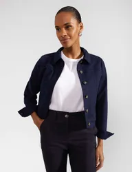 Cotton Rich Denim Cropped Jacket Navy female