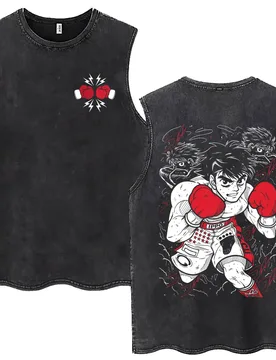 Washed Vintage Anime Hajime No Ippo Makunouchi Ippo Tank Tops Men's Kamogawa Boxing Gym Fitness Cotton Sleeveless Vest T-shirts - Aliexpress - FashionsVida