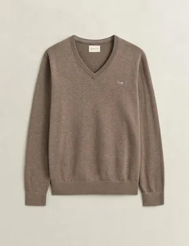 Jersey de hombre de cuello pico con logo - Gant - FashionsVida