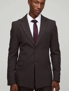 Herren Skinny Fit Micro Karo Blazer Chocolate Größe 36 - boohooMAN - FashionsVida