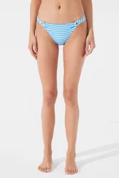 Womens Low-Waist Striped Hipster Bikini Bottoms - Multicolour - Size X-Large