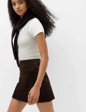 Textured Corduroy Mini Skirt Chocolate female - M&S - FashionsVida