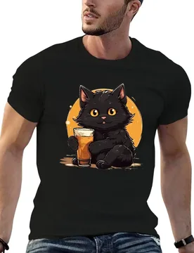Black Cat Brew T-Shirt No Iron Casual Short Sleeve Top - Aliexpress - FashionsVida