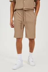 Mens Taupe Pleated Shorts - Size Large