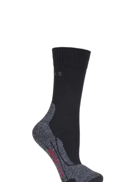 Pair Black TK2 Sensitive Trekking Medium Cushioned Socks Ladies 4-5 Ladies - - Black - Size: Small - Falke - FashionsVida