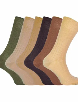 Pack Mens 100% Egyptian Cotton Dress Socks - Brown - Size Uk 6-8 - Sock Snob - FashionsVida