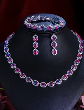 CWWZircons Charming Mystic Rainbow Cubic Zircon Earrings Necklace Bracelet 3 Pcs Women Party Wedding Costume Jewelry Sets T0757 - Aliexpress - FashionsVida