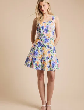 Women's Floral Lace Trim Tiered Printed Mini Dress Size: 10 - Floral - Size: 10 - Dorothy perkins - FashionsVida