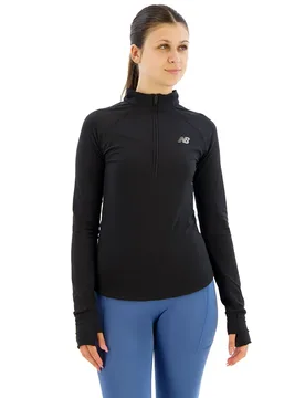 Maglietta A Maniche Lunghe Nb Harmony Half Zip Black 001 S - New Balance - FashionsVida
