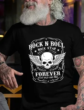 Men's casual 100% cotton short-sleeved O-neck T-shirt with "Rock" print, summer men's wear - Aliexpress - FashionsVida