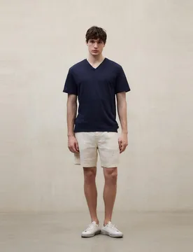 Pantalón corto de lino de hombre regular fit de tiro medio - Ecoalf - FashionsVida