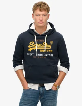 Superdry Men's Vintage Logo Cali Relaxed Hoodie Marineblau - Größe: S - 79.99 - FashionsVida