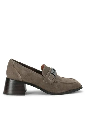 Womens Suede Kingsley Heel Loafer Loafers - Dark Grey - Size Uk 8 - Kurt Geiger London - FashionsVida