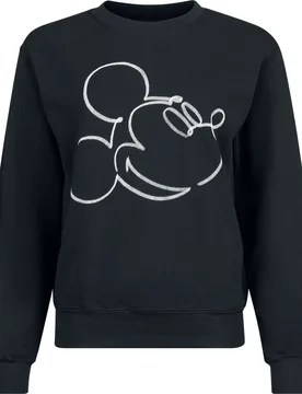 Disney Sweatshirt - Mickey Mono Sketch - S - für Damen - Größe S - schwarz - Lizenzierter Fanartikel - Frauen - female - Micky Maus - FashionsVida