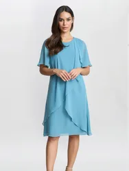 Womens Hallie Blue Floral Tier Dress - Size 16 Uk