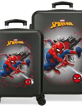 Juego de maletas (cabina y mediana) spiderman red marvel rígidas con capacidad de 104l - Personajes - FashionsVida
