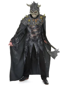 Skelett-Krieger Halloween Latex-Maske Totenkopf grau-schwarz - KARNEVAL-MEGASTORE - FashionsVida