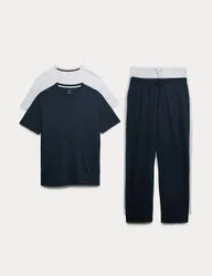 Pack Pure Cotton Pyjama Sets Navy Mix male