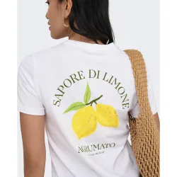 Camiseta larga de mujer de manga corta con escote redondo