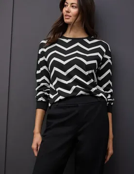 Shirt mit Galonstreifen female Schwarz - Street One - FashionsVida