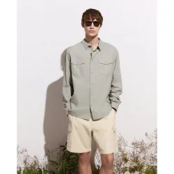 Camisa lisa de lino de hombre utility
