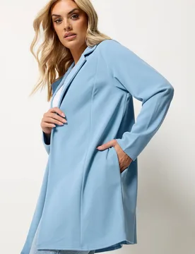 Women's Scuba Blazer in Pale Blue Size: 22 - Pale Blue - Size: 22 - Yours - FashionsVida