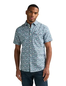 Chemise à Manches Courtes M-1060-sis427 Marble Blue 2XL - Petrol industries - FashionsVida