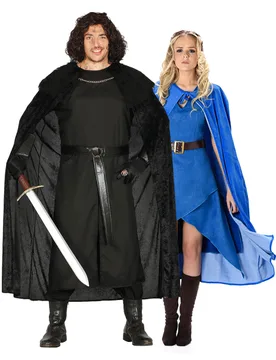 Mittelalter-Paarkostüm für Damen und Herren Herrscherpaar schwarz-blau - unisex - BCI - FashionsVida