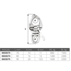 Spinnaker Swivel Carabiner Silver 90 mm unisex