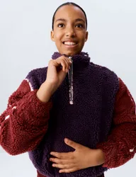 Quarter Zip Borg Fleece Sweatshirt (6-16 Yrs) Purple Mix female