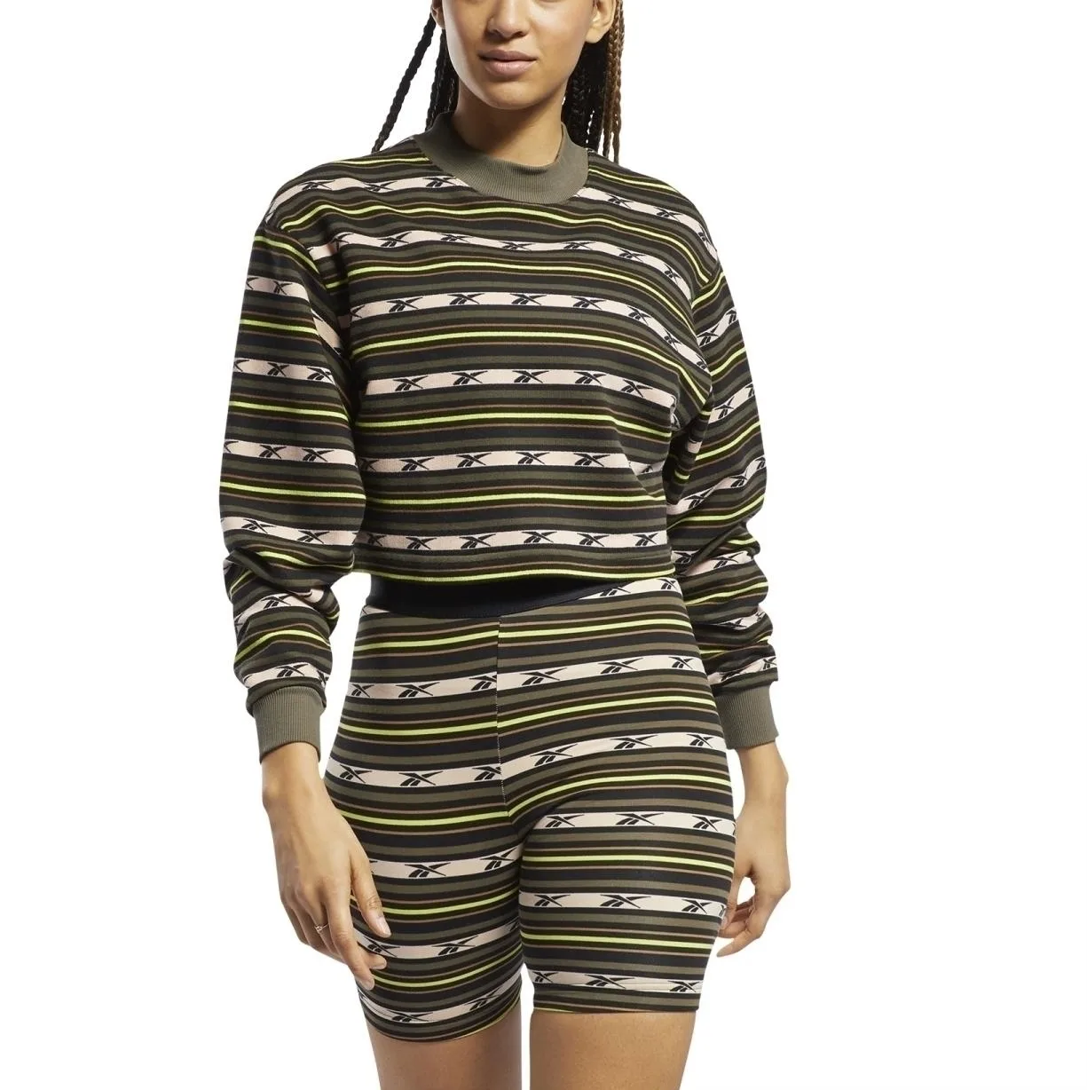 Classics Printed Crew Army Green XS Damen - Reebok - FashionsVida