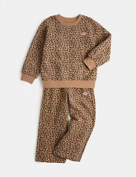 Piece Cotton Rich Leopard Print Jogger Set (2-8 Yrs) Multi female - M&S - FashionsVida