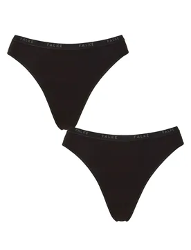 Women's 2 Pack Falke Daily Comfort Cotton Thongs Black Extra Small - Black - Size: Extra Small - SockShop - FashionsVida