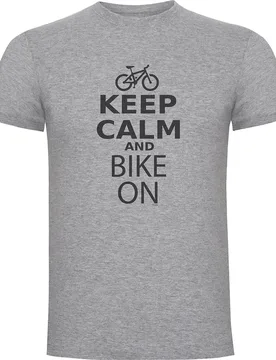 Maglietta A Maniche Corte Keep Calm And Bike On Heather Grey - Kruskis - FashionsVida