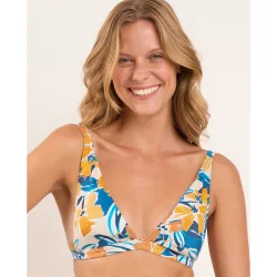 Top de bikini triángulo estampado con relleno