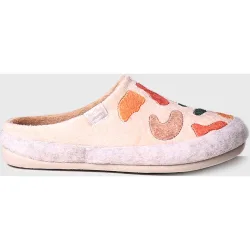 Zapatillas de casa cerradas de mujer de tejido con motivos multicolor