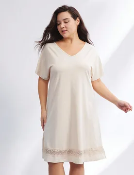 Camisón Moo Moo de algodón modal suave con encaje, talla grande, esencial para bodas y vacaciones de verano para mujer 3XL - Shein - FashionsVida