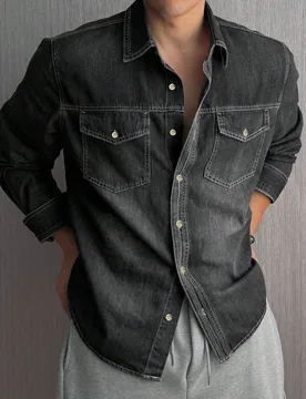 Chaqueta de mezclilla lavada y desgastada de color gris oscuro sólido para hombre, otoño XL - Shein - FashionsVida
