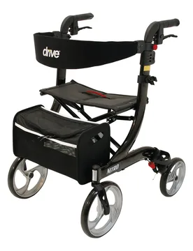 Rollator Nitro für innen & außen, klappbar, zum Sitzen & Fahren schwarz - Drive - FashionsVida