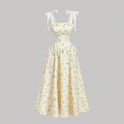 Vestido largo con estampado floral y tirantes con lazo para mujer XL