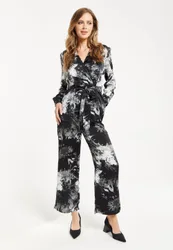 Women's Mono Abstract Print Jumpsuit Long Sleeve Size: 6 - Multicolor - Size: 6