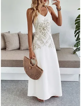 Vestido blanco formal para mujer, vestido suave para mujer, vestido elegante para mujer, vestido de oficina para mujer, vestido de oficina para mujer, - Shein - FashionsVida