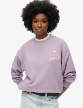 Superdry Damen Luxuriöses, Lockeres Sweatshirt in Metallic-optik Lila - Größe: 40 - 69.99 - FashionsVida