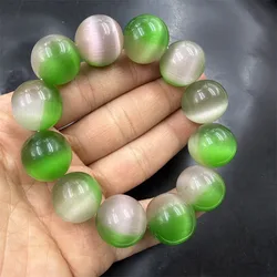Mm two-tone 's bead , purple-green cat's eye stone bracelet