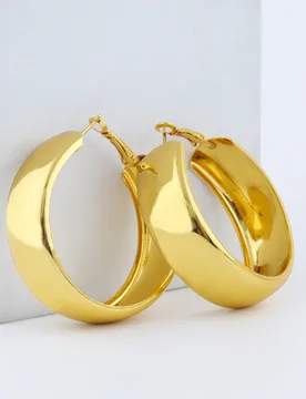 L Stainless Steel Geometric U-Shape Hoop Earrings 18K Gold Plated Earrings For Women Wide Round Jewelry Fashion Gift - Aliexpress - FashionsVida