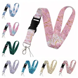 Beautiful marble Lanyard Keys Chain Badge Holder ID Credit Card Pass Hang Rope Lariat Mobile Phone Charm Accessories Gifts