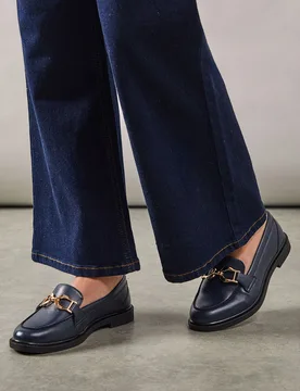 Womens Lineka Metal Snaffle Smart Loafer - Navy - Size Uk 3 - Wallis - FashionsVida